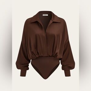 Commense Chocolate Brown Bodysuit Top